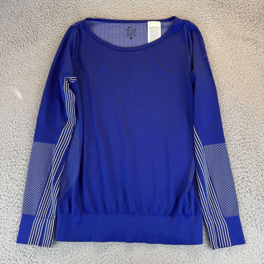 Nike Dri-FIT Shirt Mens Medium Blue Long Sleeve Athletic Lightweight Running